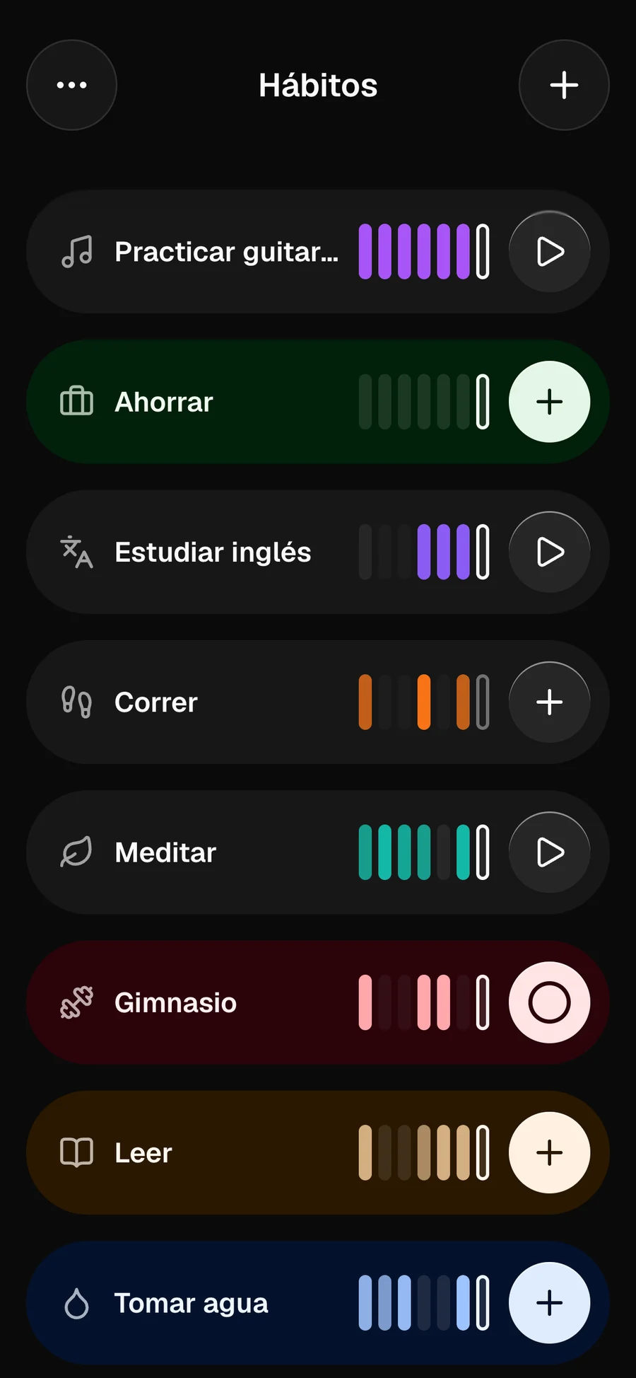 Vista lista en modo oscuro
